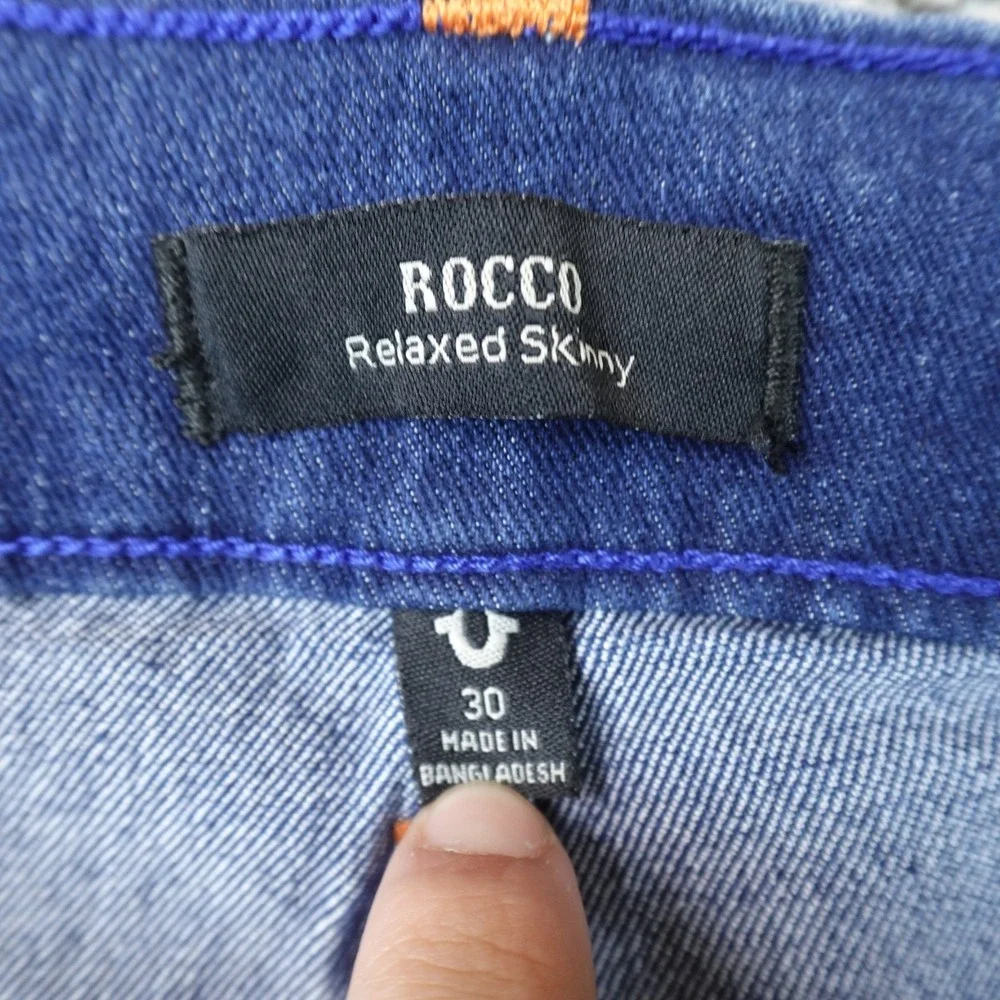 NEW True Religion Shorts Mens 30 Dark Blue Denim Jean Jorts Rocco Relaxed Skinny